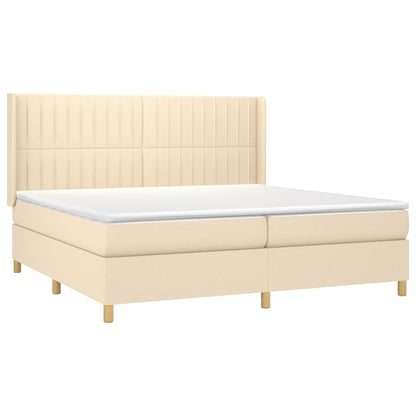Giroletto a Molle con Materasso Crema 200x200 cm in Tessuto | homemem39