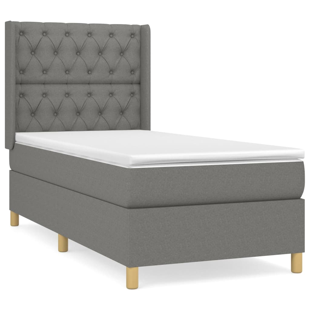 Giroletto a Molle con Materasso Grigio Scuro 80x200 cm Tessuto | homemem39
