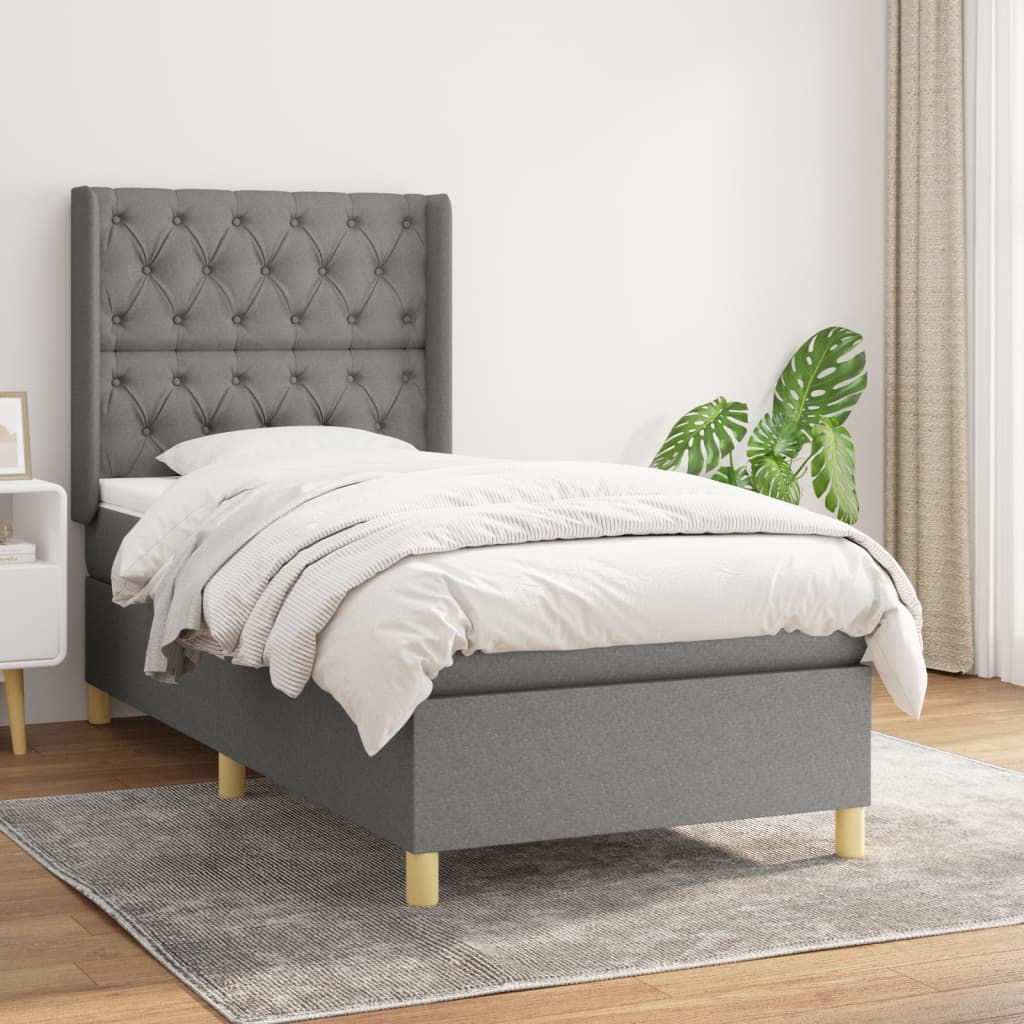 Giroletto a Molle con Materasso Grigio Scuro 80x200 cm Tessuto | homemem39