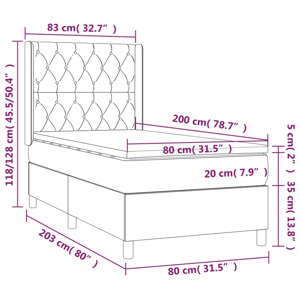 Giroletto a Molle con Materasso Marrone Scuro 80x200 cm Tessuto - homemem39