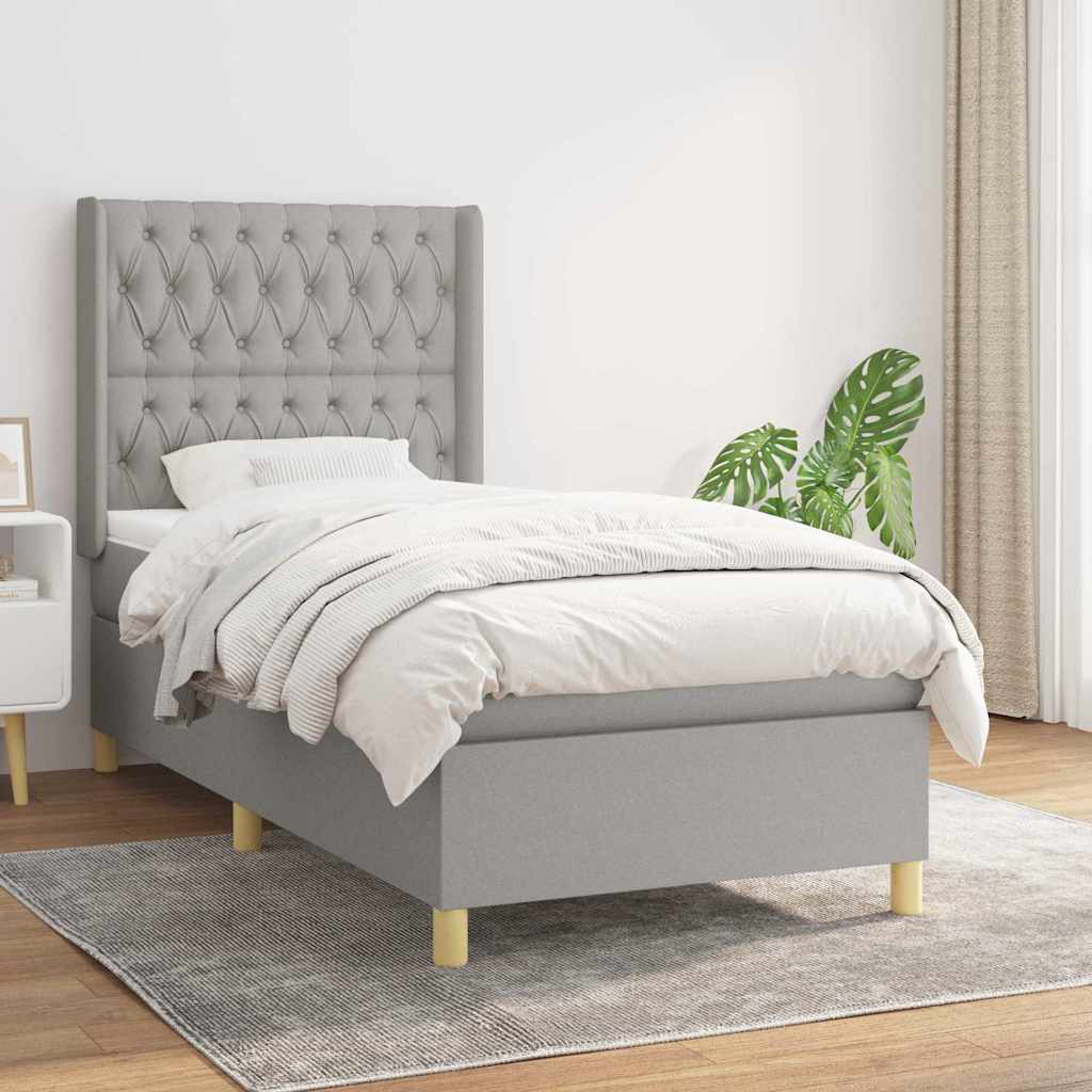 Giroletto a Molle con Materasso Grigio Chiaro 90x200 cm Tessuto