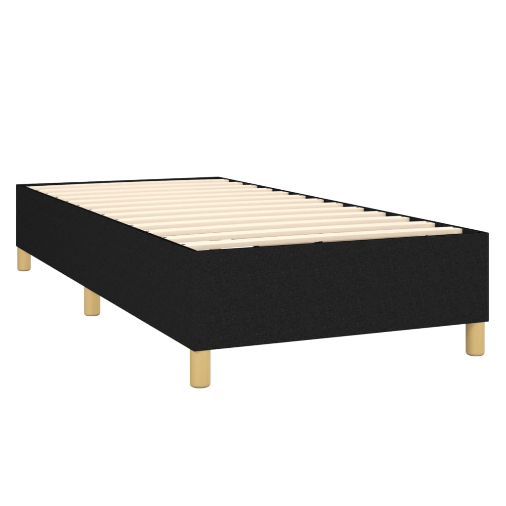 Spring bed frame with black mattress 90x200 cm in fabric