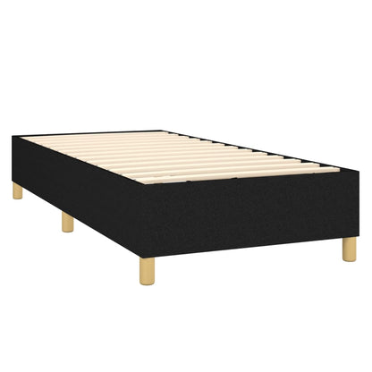 Spring bed frame with black mattress 90x200 cm in fabric
