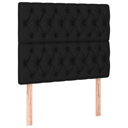 Spring bed frame with black mattress 90x200 cm in fabric