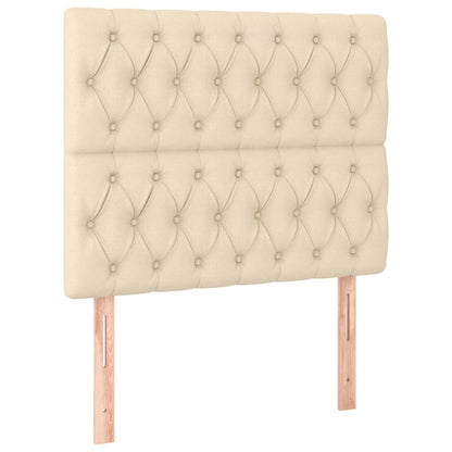 Spring bed frame with cream mattress 100x200 cm in fabric