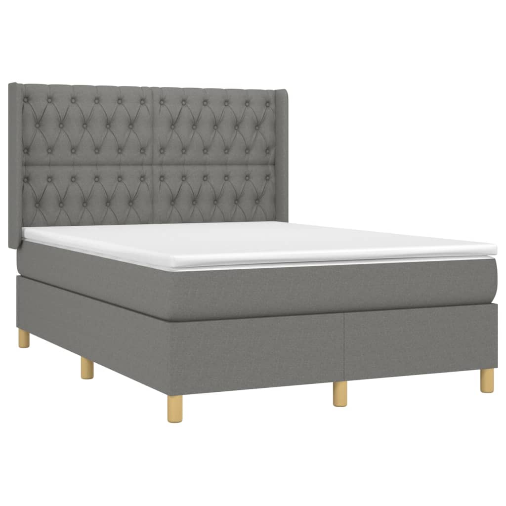 Giroletto a Molle con Materasso Grigio Scuro 140x190 cm Tessuto | homemem39