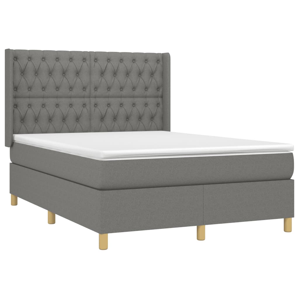 Giroletto a Molle con Materasso Grigio Scuro 140x200cm Tessuto | homemem39