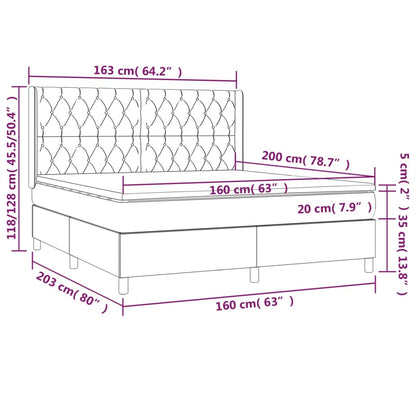 Giroletto a Molle con Materasso Grigio Chiaro160x200 cm Tessuto | homemem39