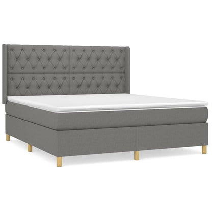 Giroletto a Molle con Materasso Grigio Scuro 160x200 cm Tessuto | homemem39