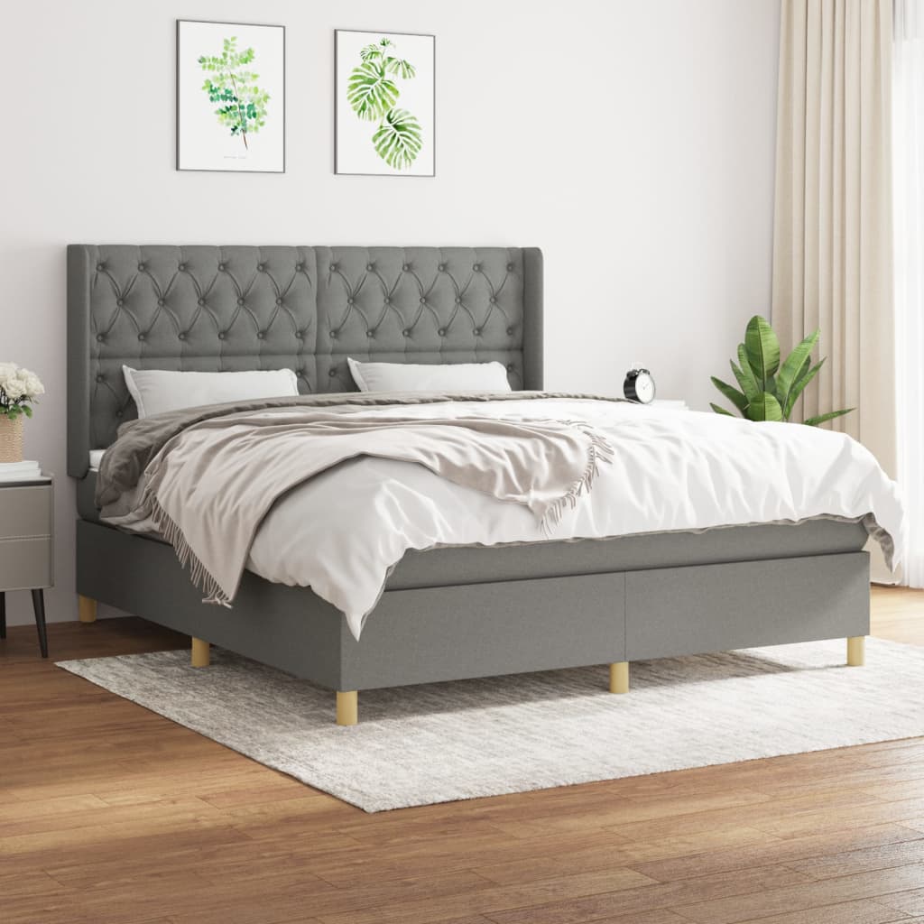 Giroletto a Molle con Materasso Grigio Scuro 160x200 cm Tessuto | homemem39
