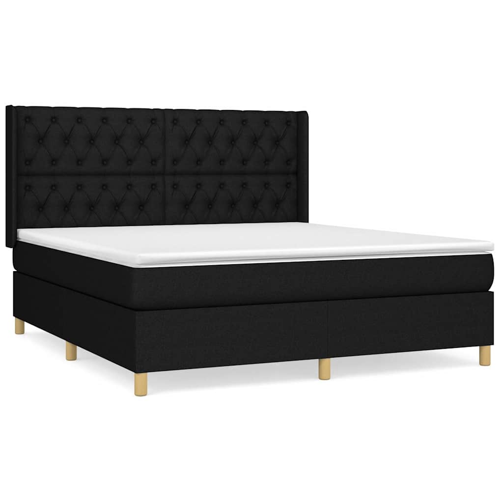 Giroletto a Molle con Materasso Nero 160x200 cm in Tessuto | homemem39