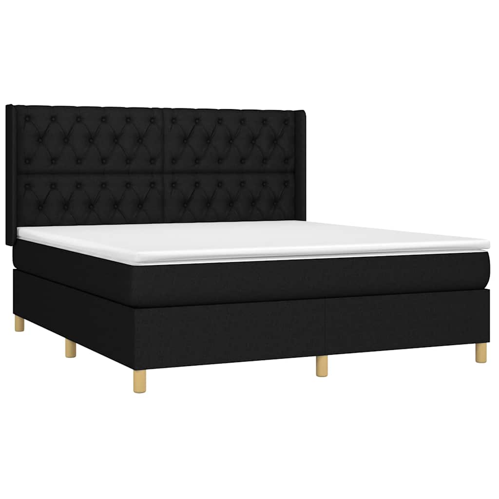 Giroletto a Molle con Materasso Nero 160x200 cm in Tessuto | homemem39