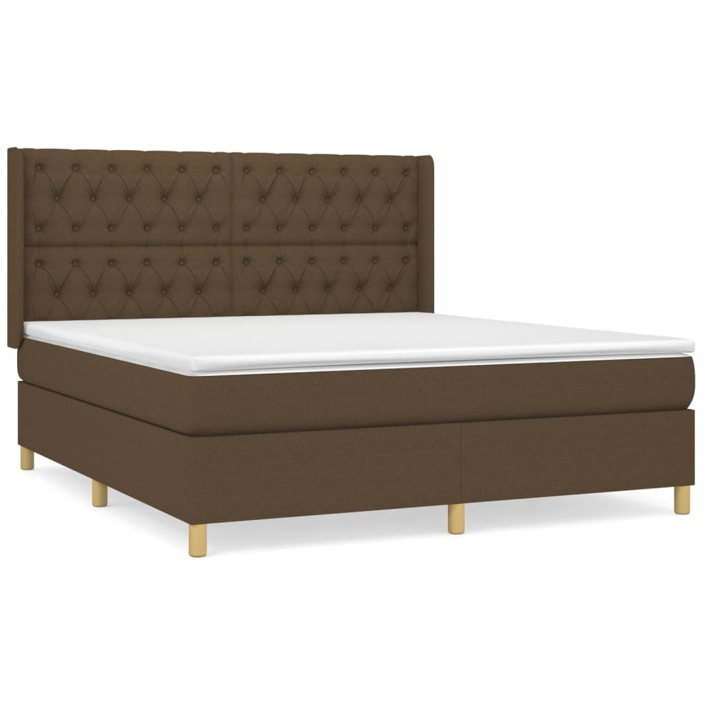 Giroletto a Molle con Materasso Marrone Scuro 160x200cm Tessuto | homemem39