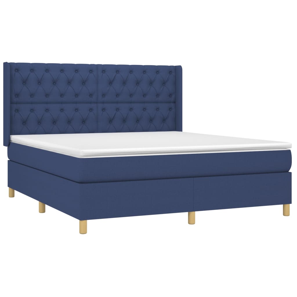 Giroletto a Molle con Materasso Blu 160x200 cm in Tessuto | homemem39
