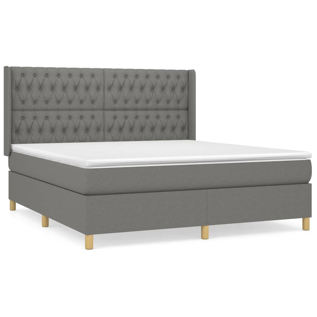 Giroletto a Molle con Materasso Grigio Scuro 180x200 cm Tessuto | homemem39