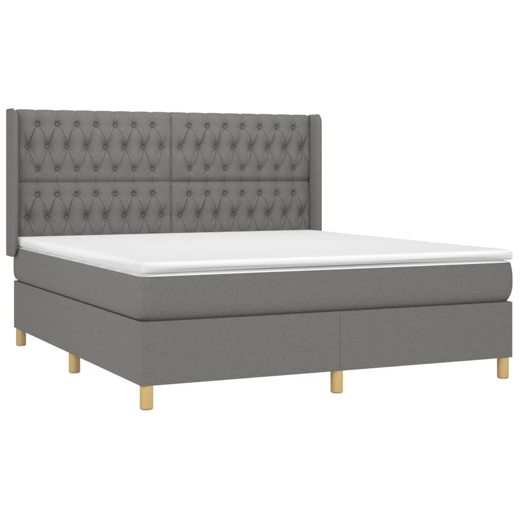 Giroletto a Molle con Materasso Grigio Scuro 180x200 cm Tessuto | homemem39