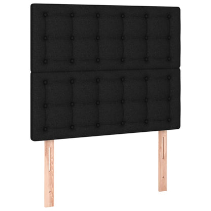 Spring bed frame with black mattress 90x190 cm in fabric