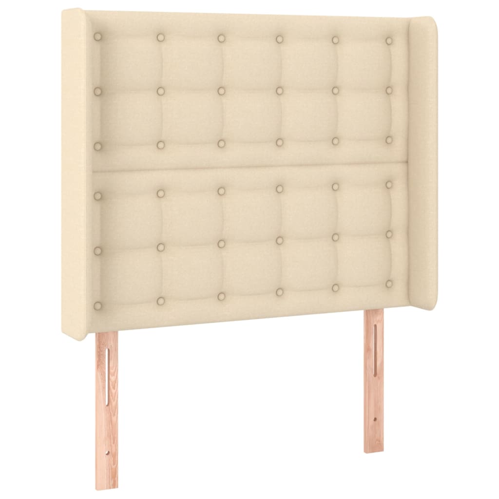 Spring bed frame with cream mattress 100x200 cm in fabric