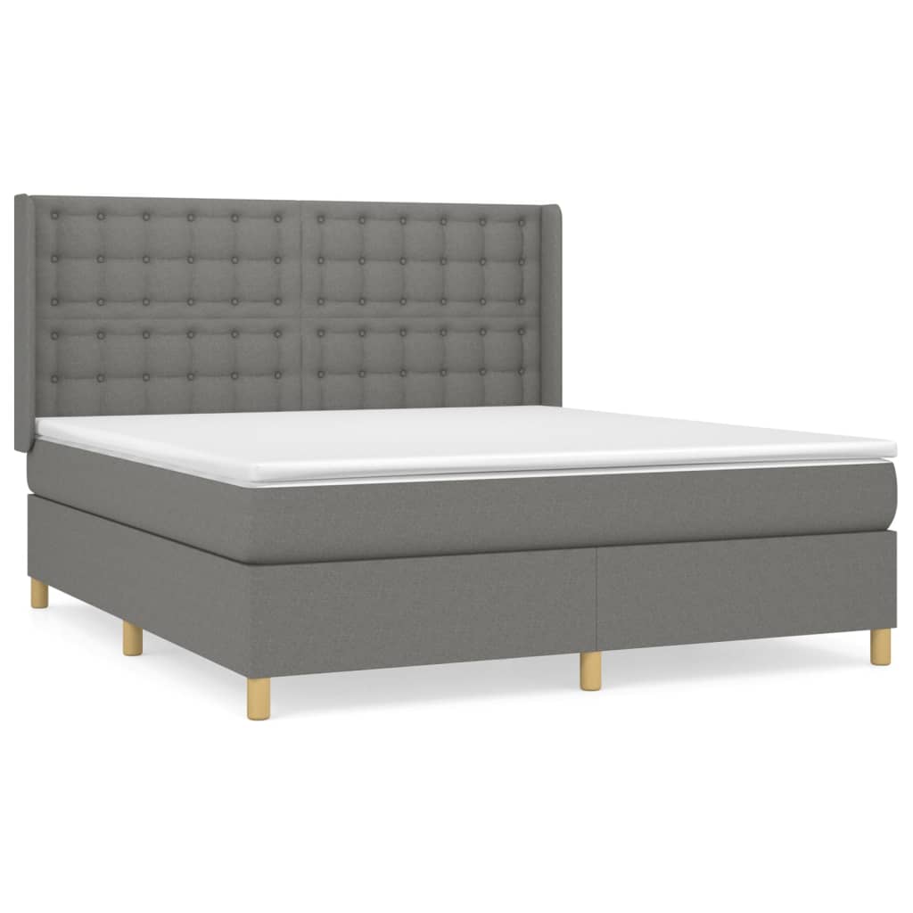 Giroletto a Molle con Materasso Grigio Scuro 160x200 cm Tessuto | homemem39
