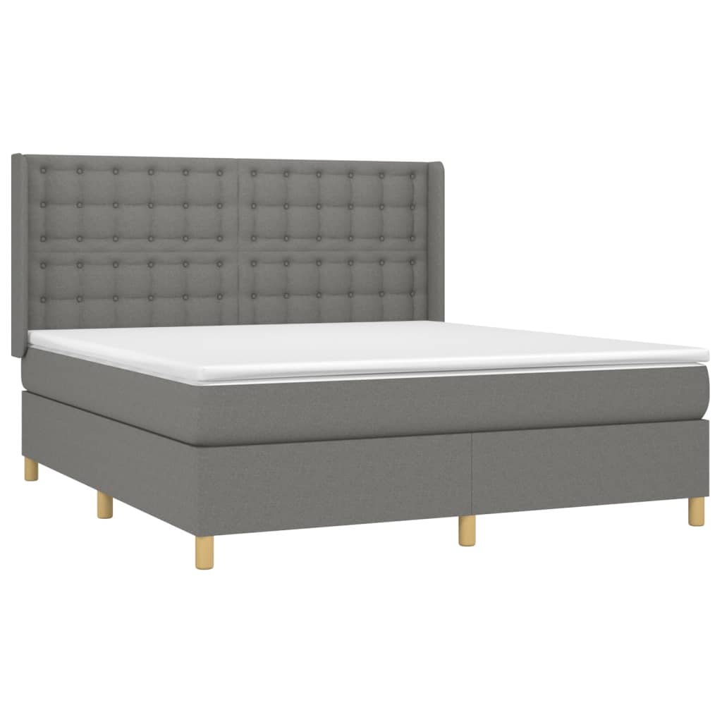 Giroletto a Molle con Materasso Grigio Scuro 180x200 cm Tessuto | homemem39