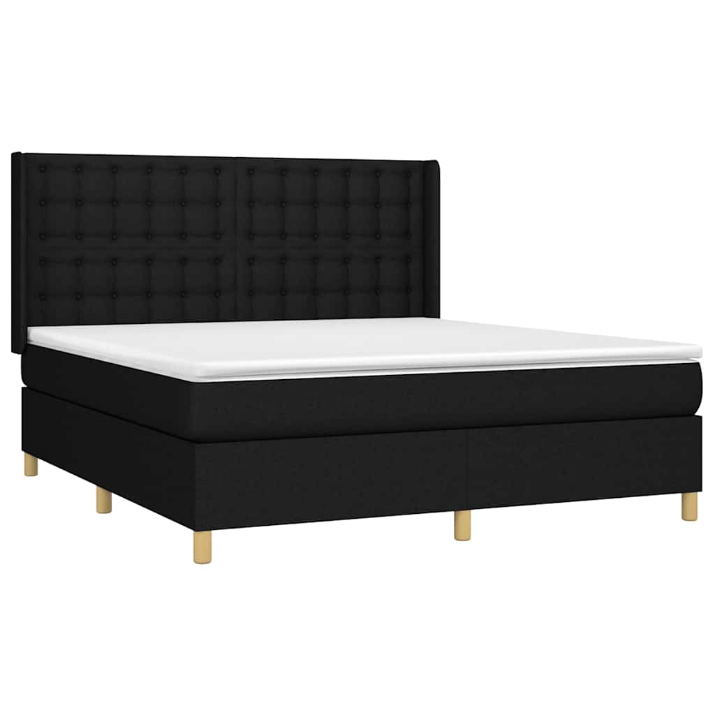 Giroletto a Molle con Materasso Nero 180x200 cm in Tessuto | homemem39