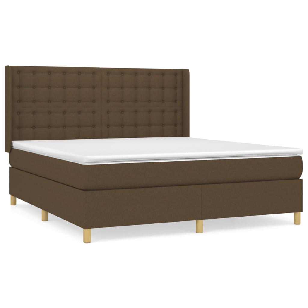 Giroletto a Molle con Materasso Marrone Scuro 180x200cm Tessuto | homemem39