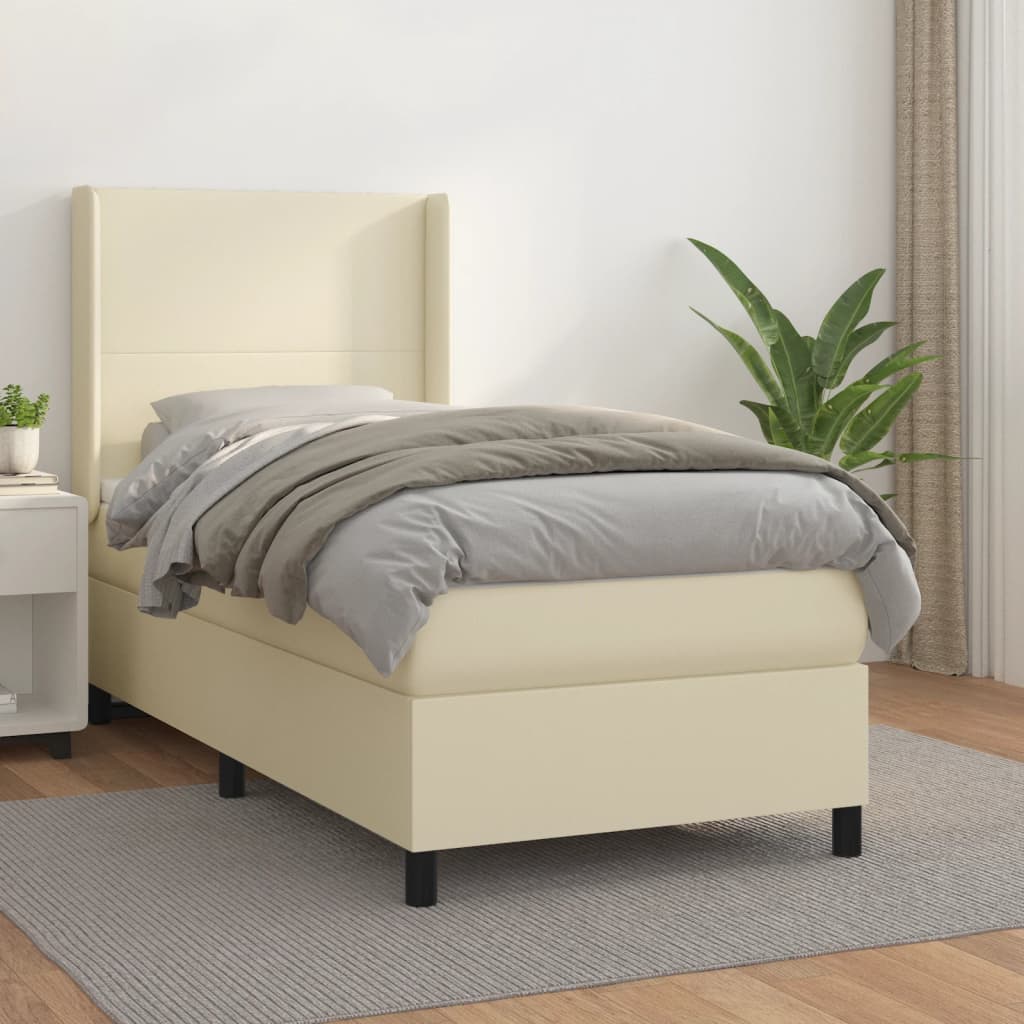 Giroletto a Molle con Materasso Crema 80x200 cm in Similpelle | homemem39