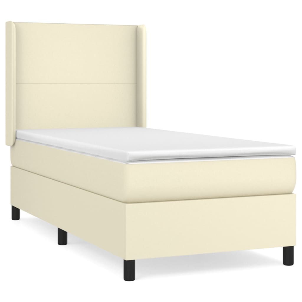Giroletto a Molle con Materasso Crema 90x200 cm in Similpelle | homemem39