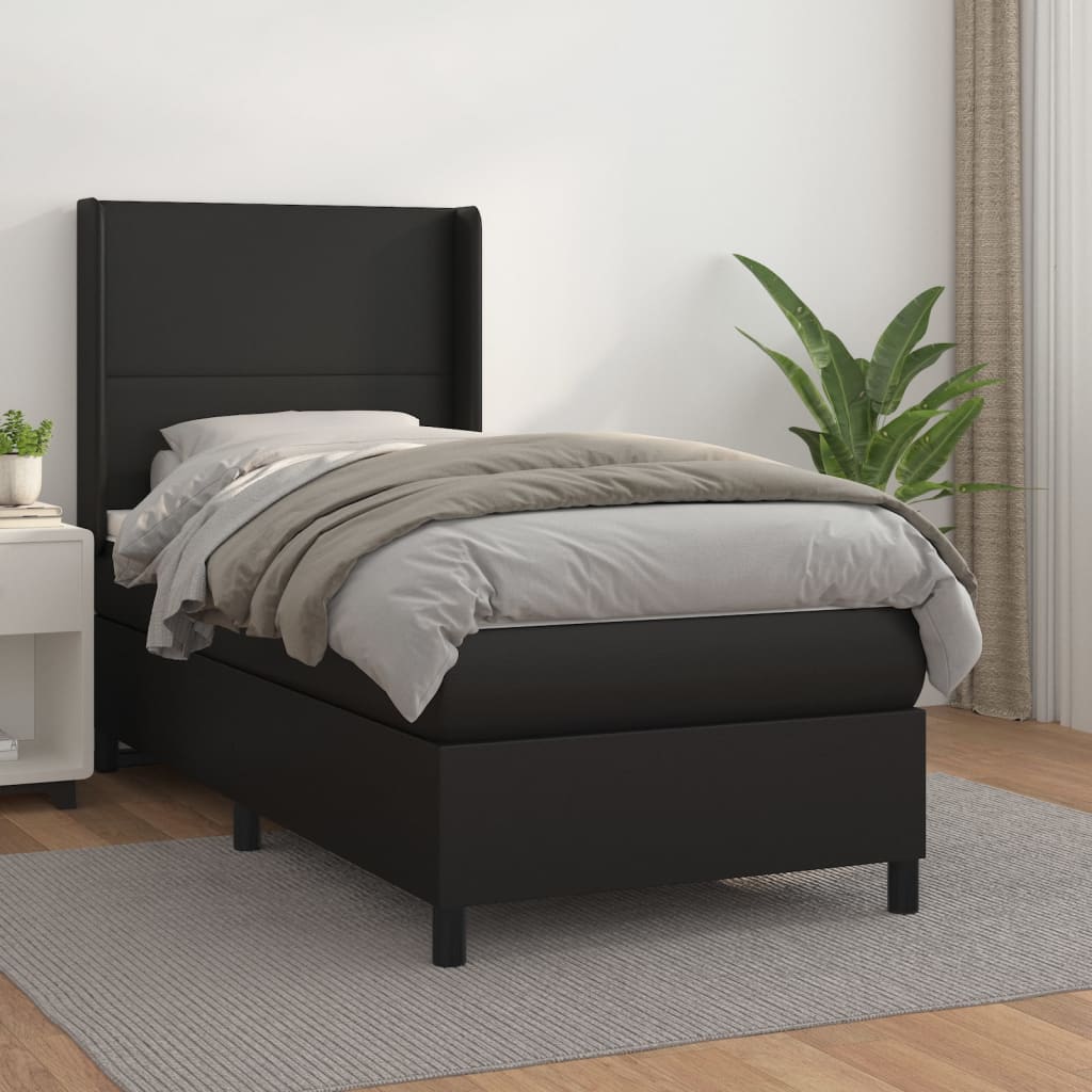 Giroletto a Molle con Materasso Nero 100x200 cm in Similpelle | homemem39