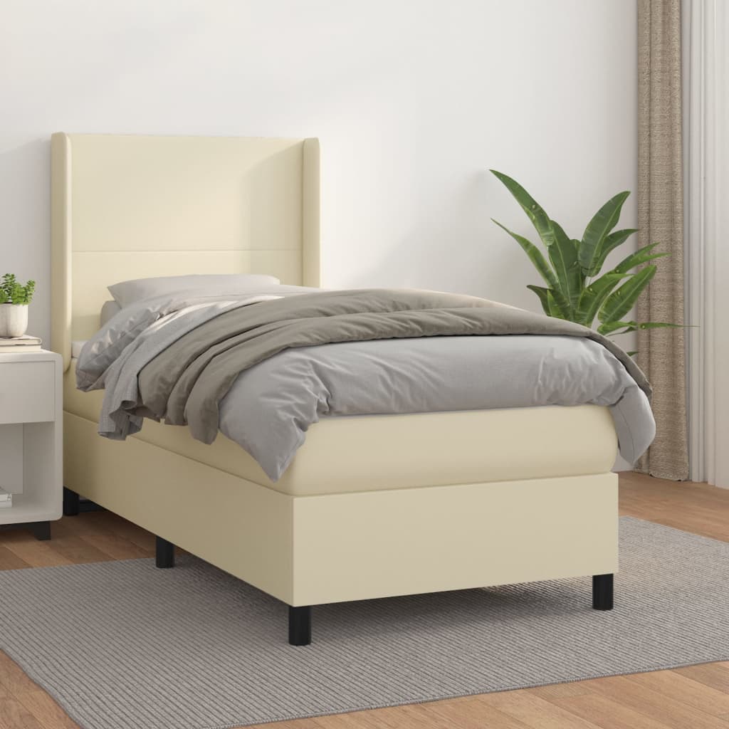 Giroletto a Molle con Materasso Crema 100x200 cm in Similpelle | homemem39