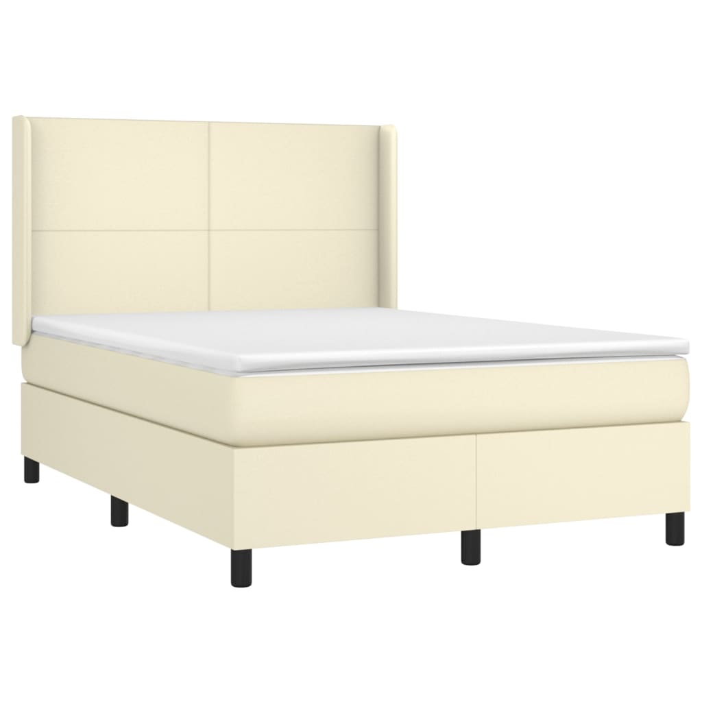Giroletto a Molle con Materasso Crema 140x190 cm in Similpelle | homemem39