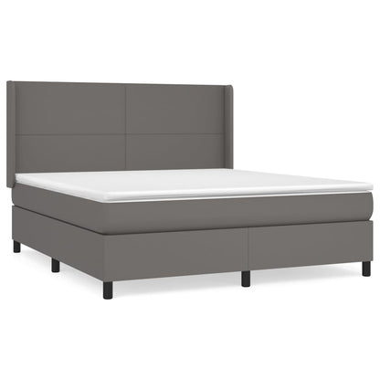 Giroletto a Molle con Materasso Grigio 160x200 cm in Similpelle | homemem39