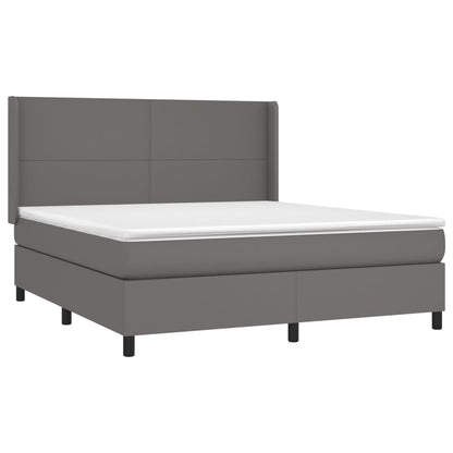 Giroletto a Molle con Materasso Grigio 160x200 cm in Similpelle | homemem39