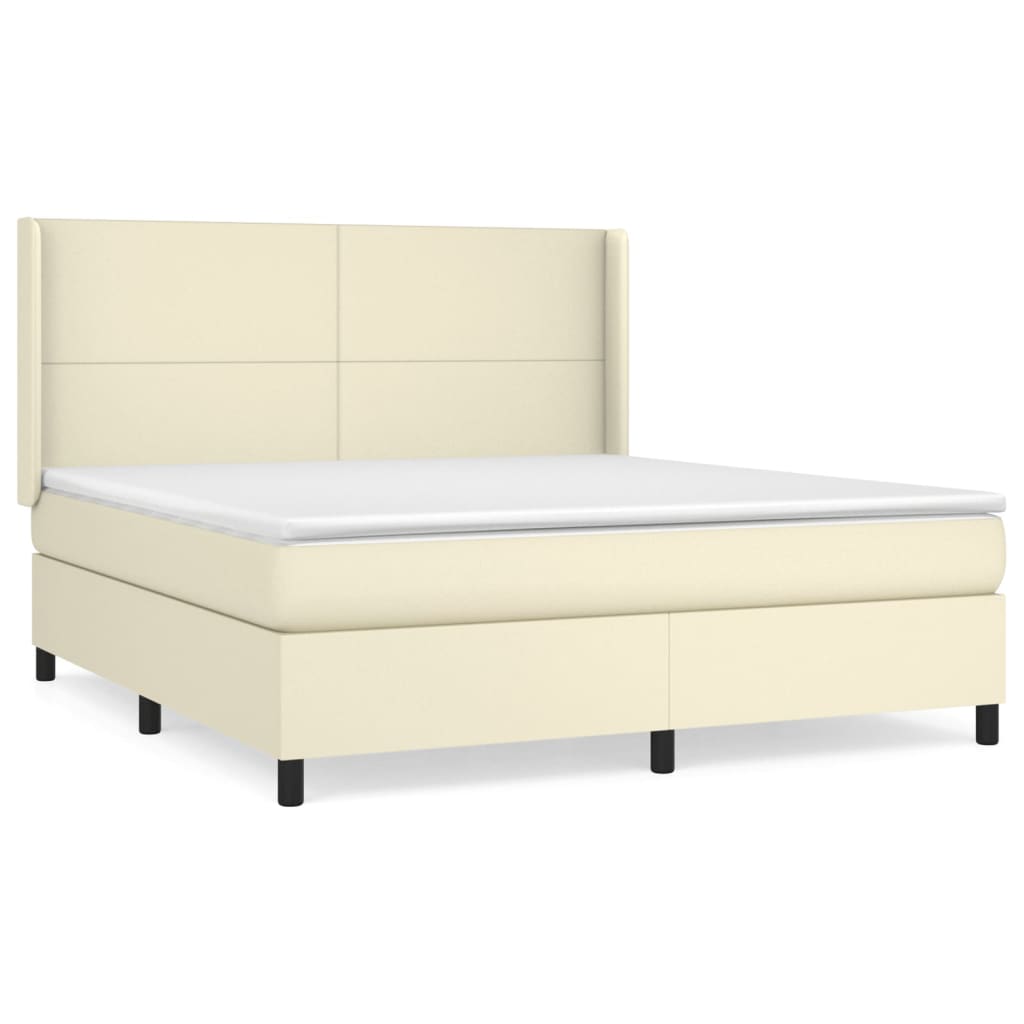 Giroletto a Molle con Materasso Crema 180x200 cm in Similpelle | homemem39