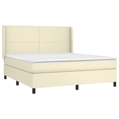 Giroletto a Molle con Materasso Crema 180x200 cm in Similpelle | homemem39