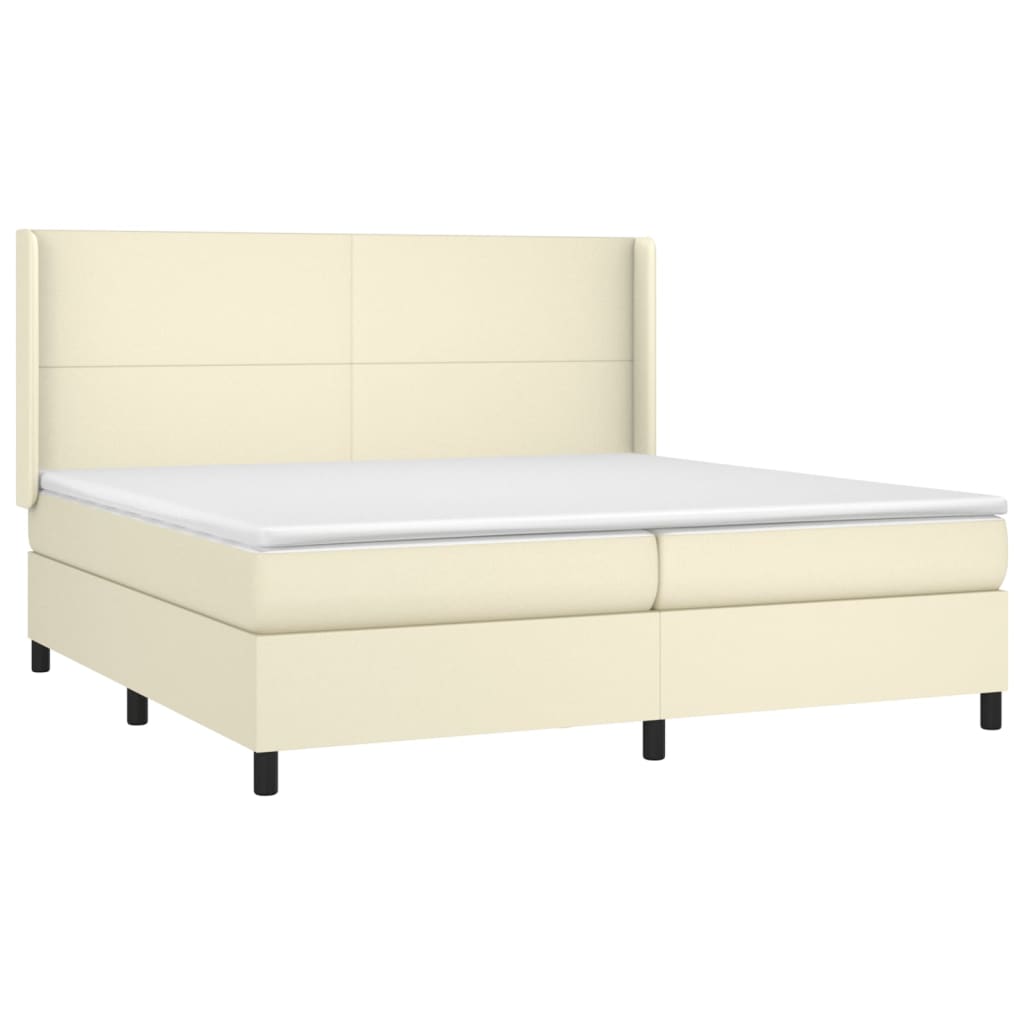 Giroletto a Molle con Materasso Crema 200x200 cm in Similpelle | homemem39