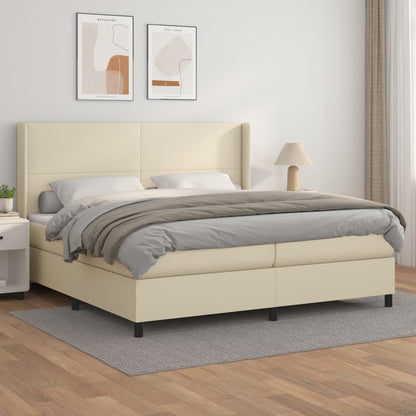 Giroletto a Molle con Materasso Crema 200x200 cm in Similpelle | homemem39