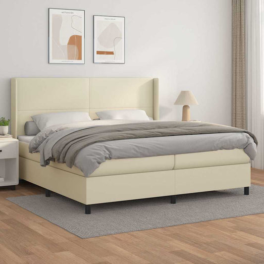 Giroletto a Molle con Materasso Crema 200x200 cm in Similpelle