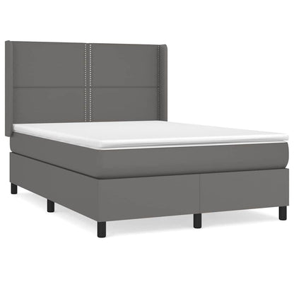 Giroletto a Molle con Materasso Grigio 140x190 cm in Similpelle