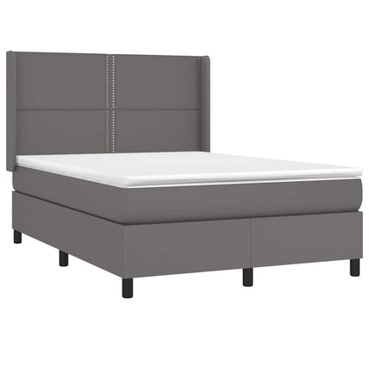 Giroletto a Molle con Materasso Grigio 140x190 cm in Similpelle