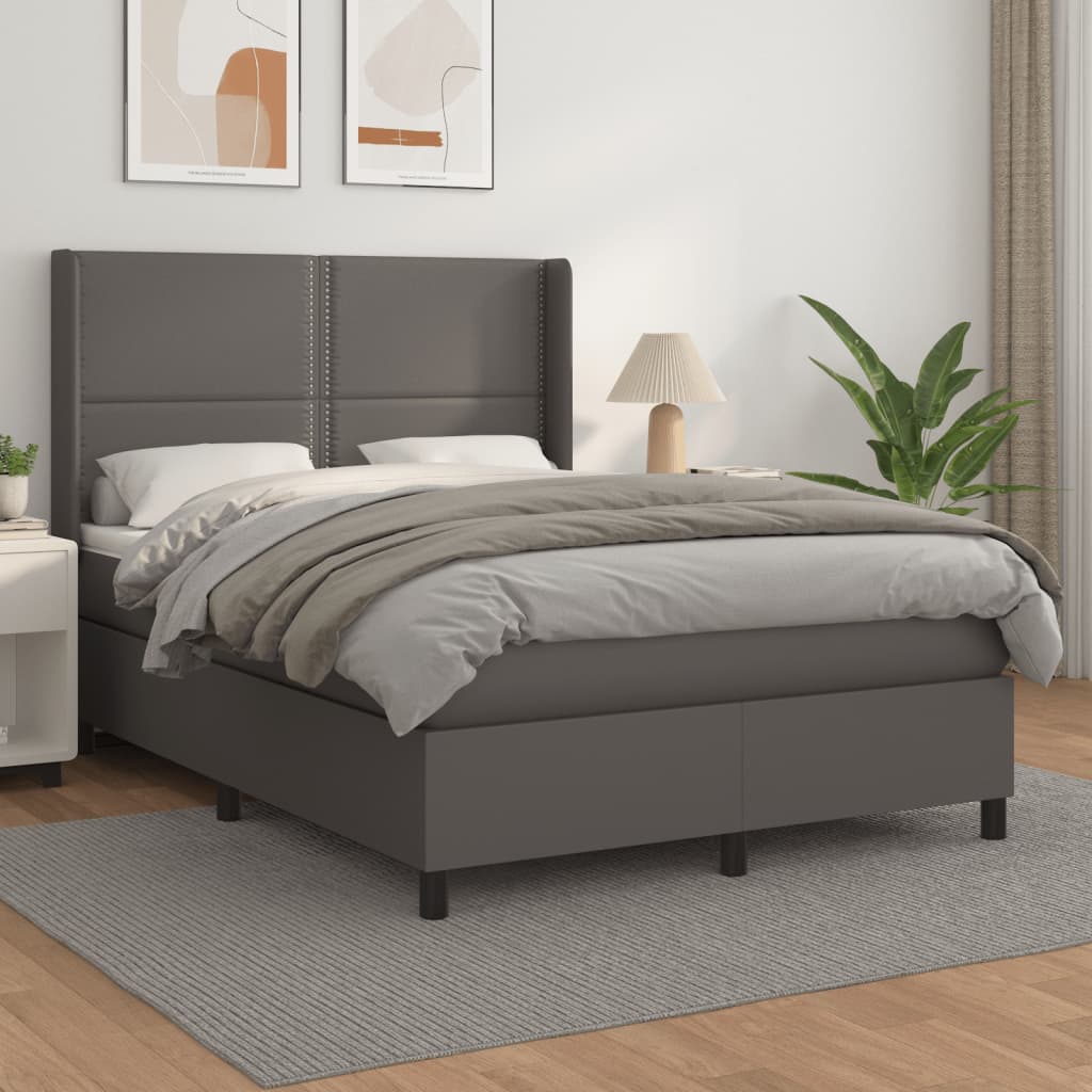 Giroletto a Molle con Materasso Grigio 140x200 cm in Similpelle | homemem39