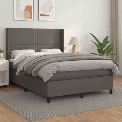 Giroletto a Molle con Materasso Grigio 140x200 cm in Similpelle | homemem39
