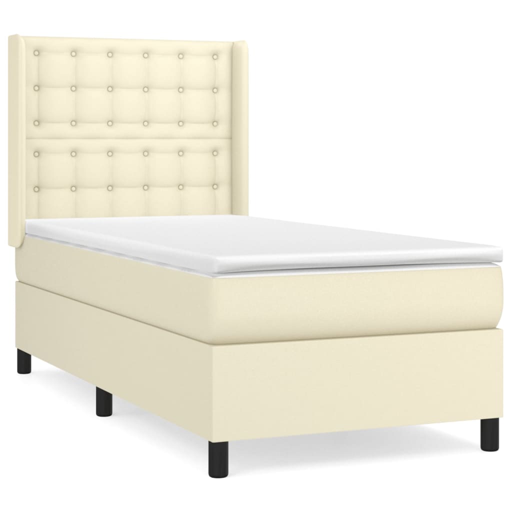 Giroletto a Molle con Materasso Crema 90x190 cm in Similpelle | homemem39