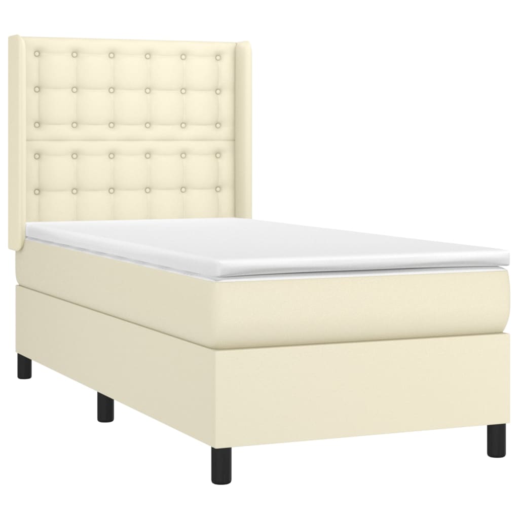 Giroletto a Molle con Materasso Crema 90x190 cm in Similpelle | homemem39