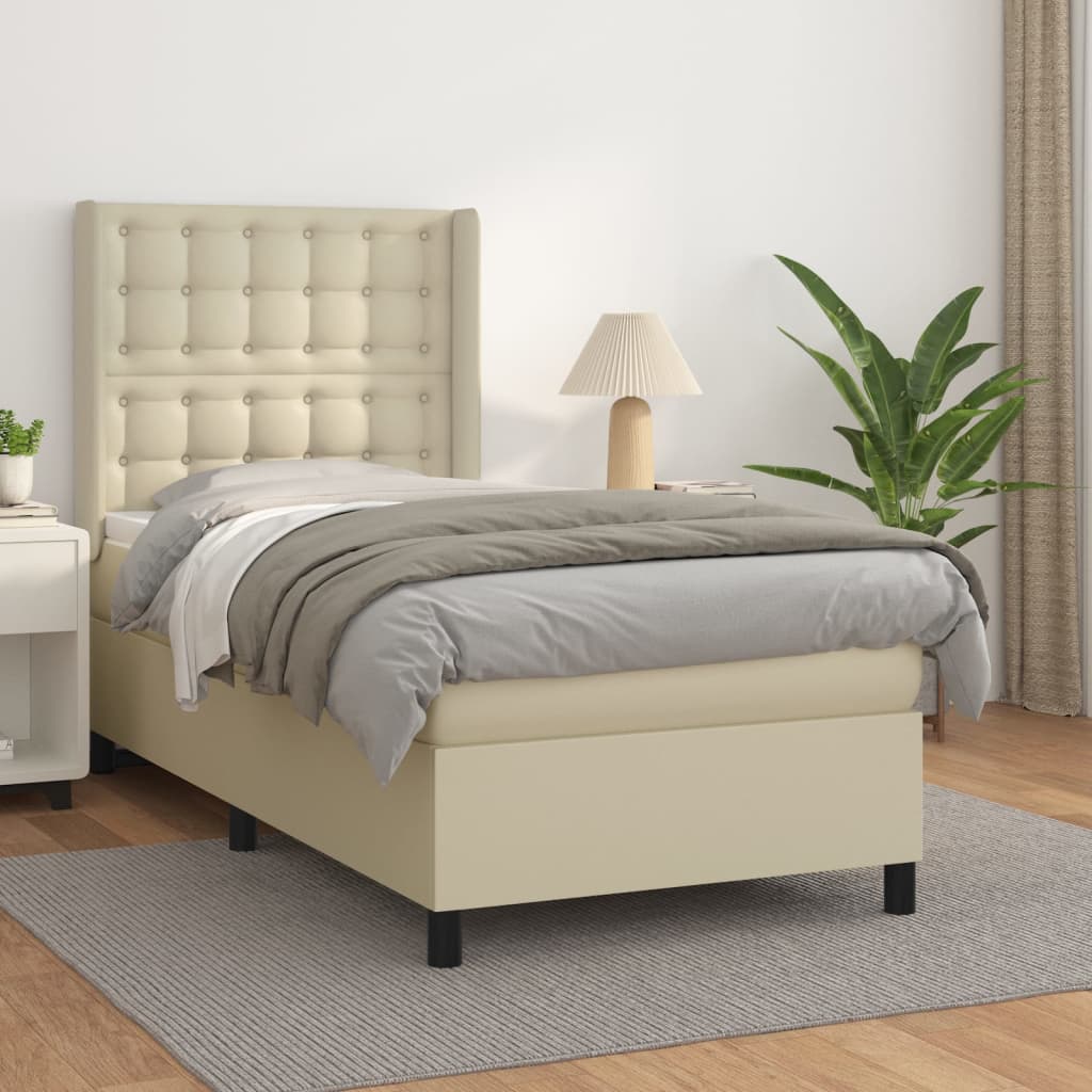 Giroletto a Molle con Materasso Crema 100x200 cm in Similpelle | homemem39