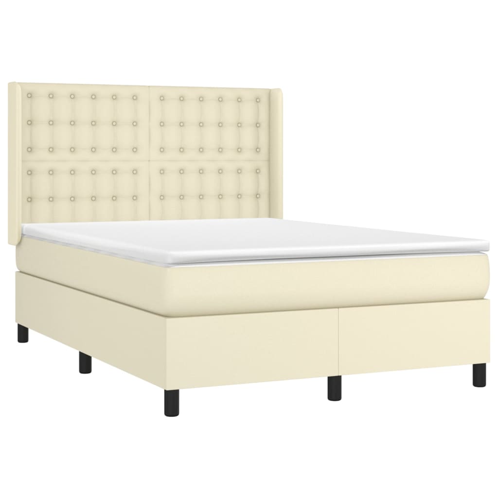 Giroletto a Molle con Materasso Crema 140x190 cm in Similpelle | homemem39
