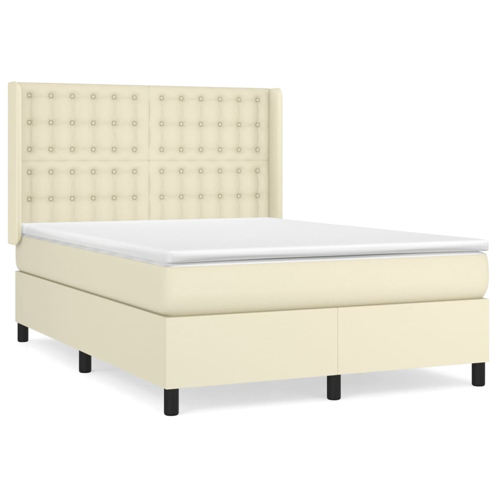 Giroletto a Molle con Materasso Crema 140x200 cm in Similpelle | homemem39