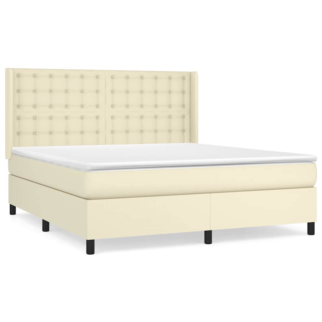 Giroletto a Molle con Materasso Crema 160x200 cm in Similpelle