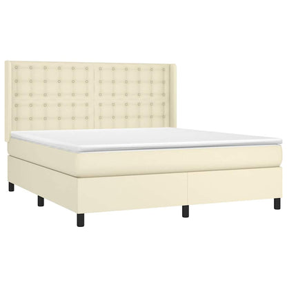 Giroletto a Molle con Materasso Crema 160x200 cm in Similpelle