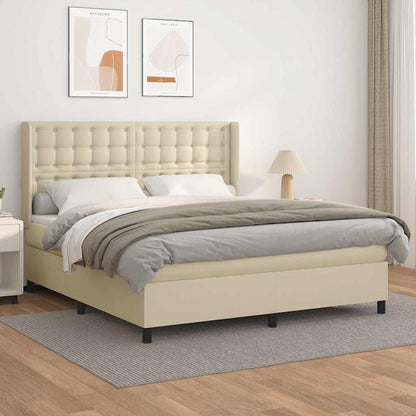Giroletto a Molle con Materasso Crema 160x200 cm in Similpelle